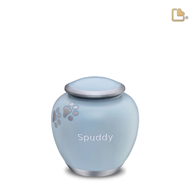Shadow Pawprint Pet Urn French Blue & Bru Pewter