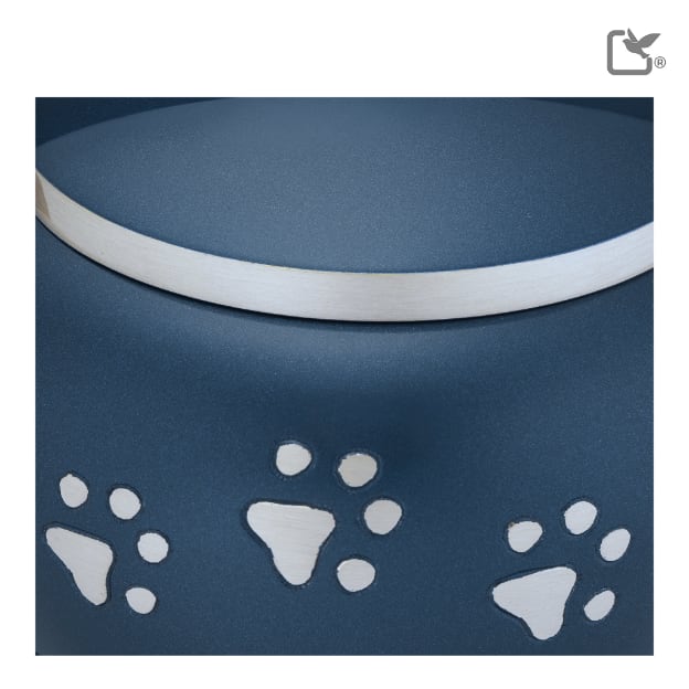 Classic Round Pet Urn Blue & Bru Pewter