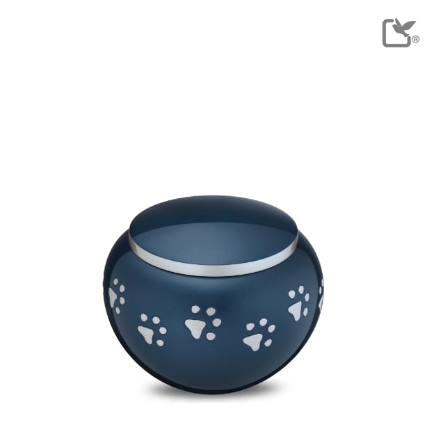 Classic Round Pet Urn Blue & Bru Pewter