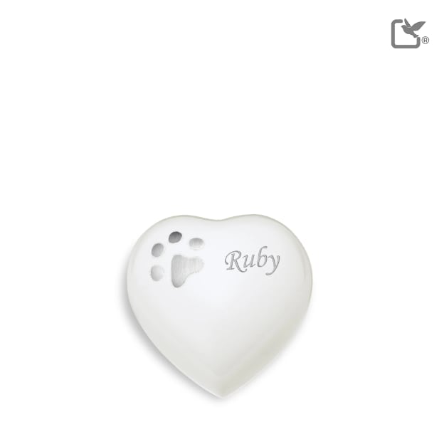 Classic Round Pet Urn White & Bru Pewter