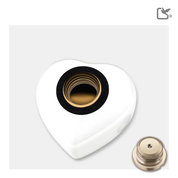 Classic Round Pet Urn White & Bru Pewter