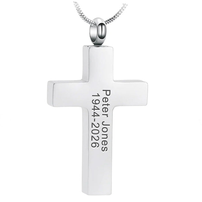 Cross with Paw Print Cremation Pendant