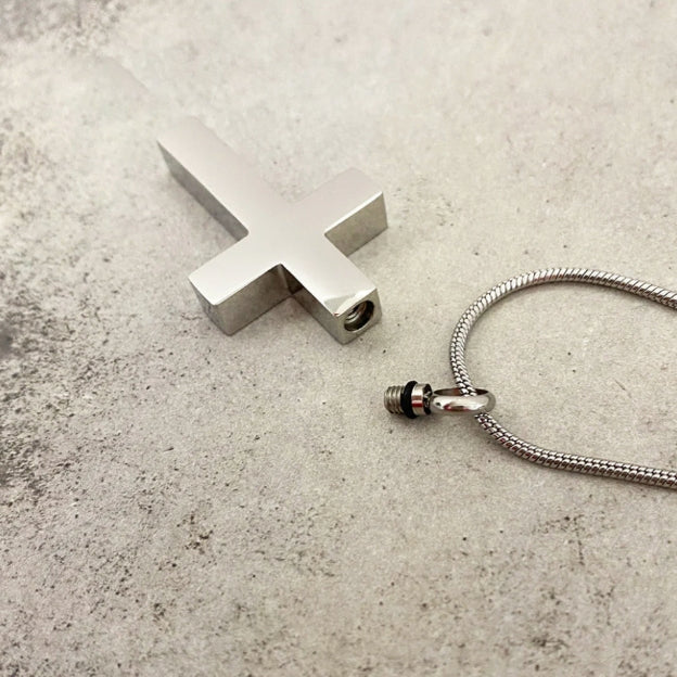 Cross with Paw Print Cremation Pendant