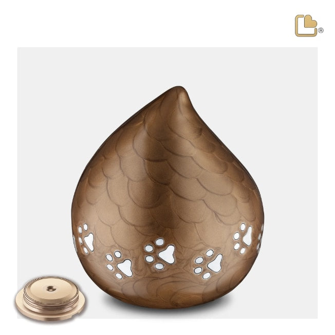 LoveDrop Pet Urn Pearl Bronze & Bru Pewter