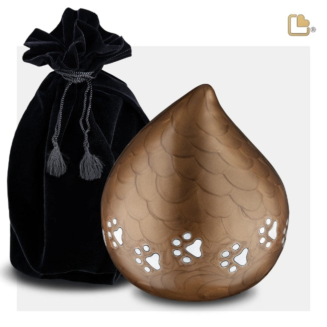LoveDrop Pet Urn Pearl Bronze & Bru Pewter