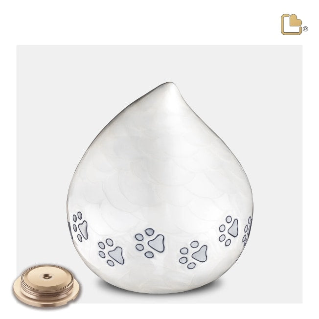 LoveDrop Pet Urn Pearl White & Bru Pewter