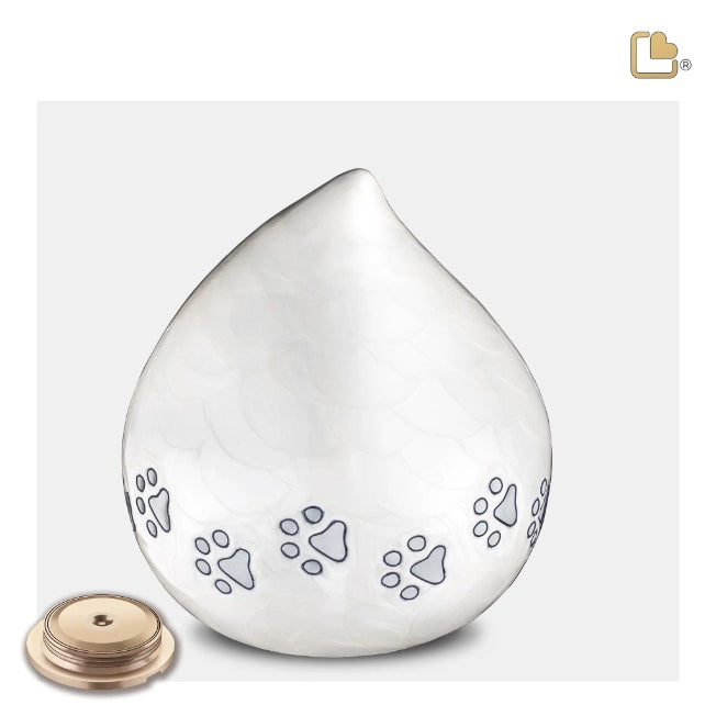 LoveDrop Pet Urn Pearl White & Bru Pewter