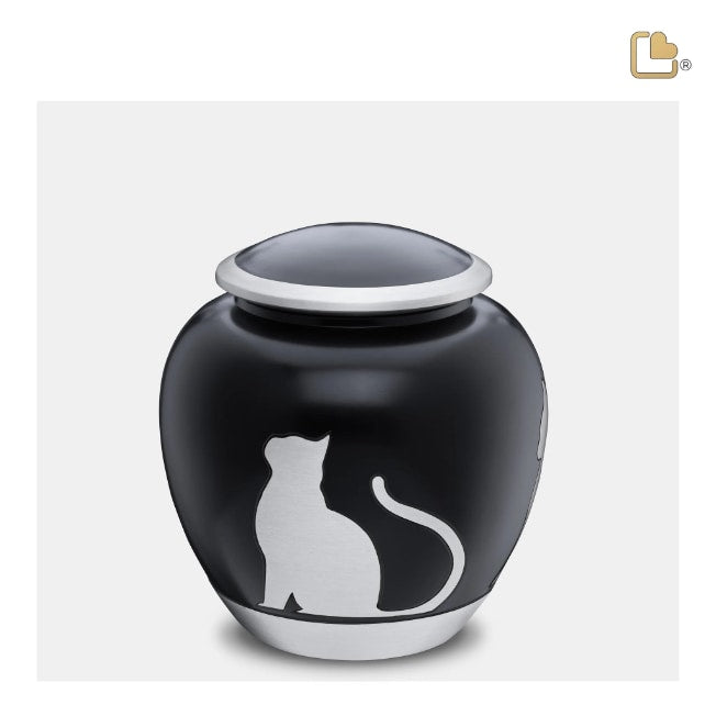 Shadow Medium Cat Pet Urn Black & Bru Pewter