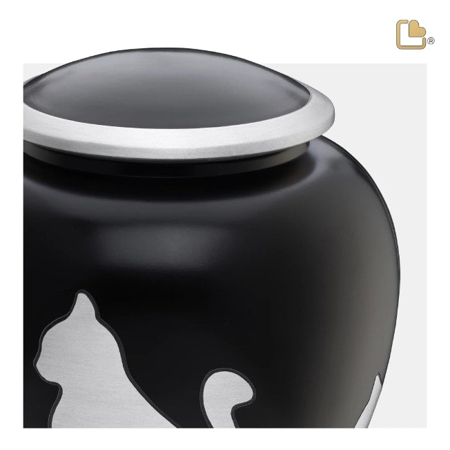 Shadow Medium Cat Pet Urn Black & Bru Pewter