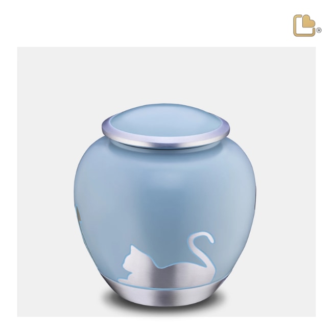 Shadow Medium Cat Pet Urn Blue & Bru Pewter