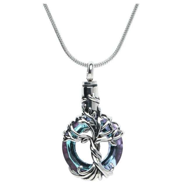 Colgante de cremación de cristal tallado con el Árbol de la Vida