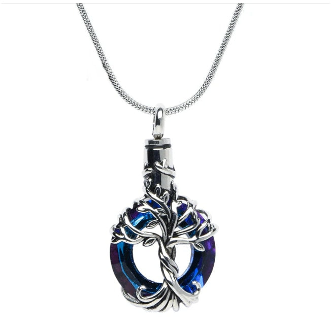 Colgante de cremación de cristal tallado con el Árbol de la Vida