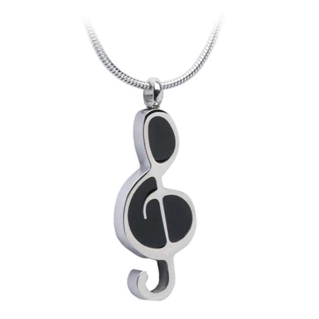 Silver Cremation Necklace - Treble Clef