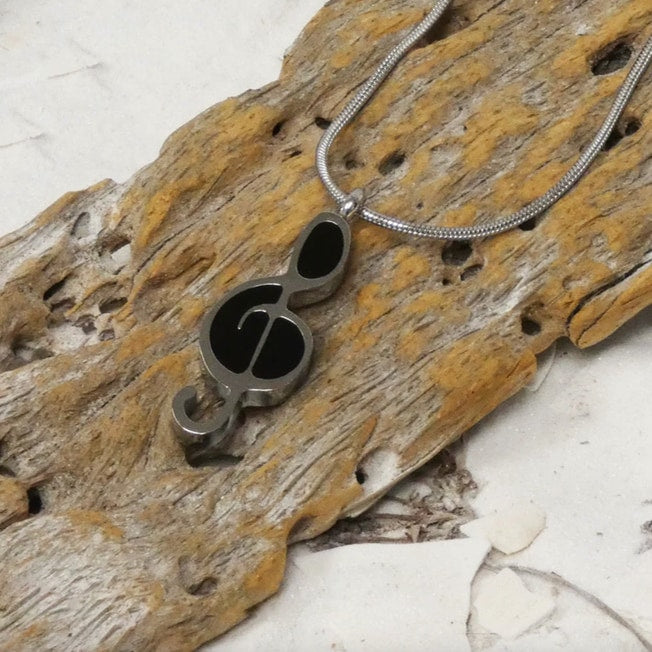 Silver Cremation Necklace - Treble Clef