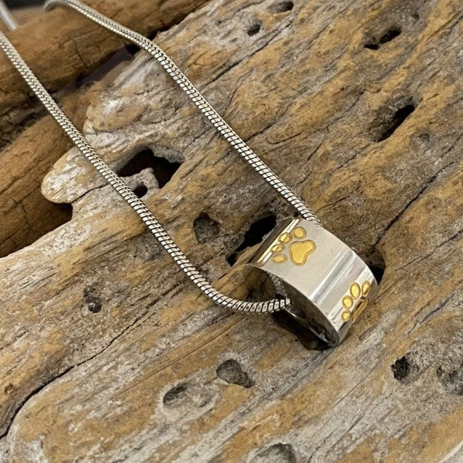 Four Paw Prints Charm Bead - Cremation Pendant