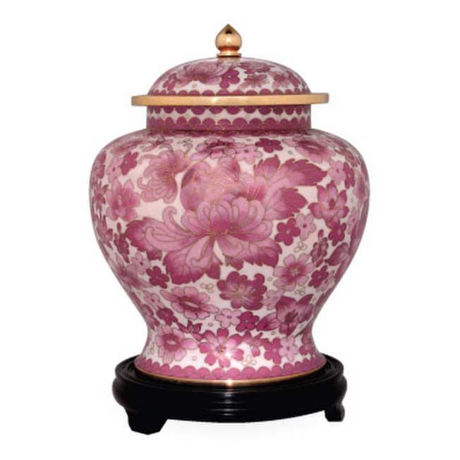 Pink Floral Cloisonné Infant Urn