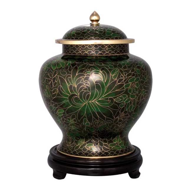 Forest Green Cloisonné Companion Urn
