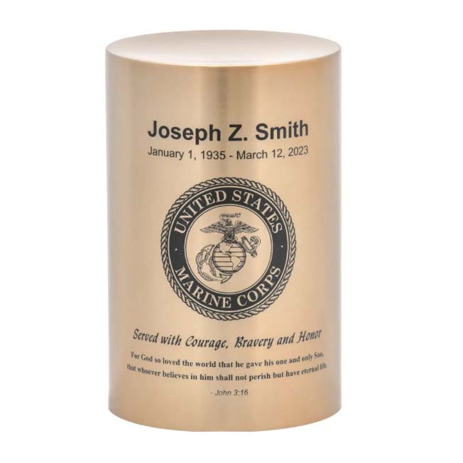 Gold Cylinder Stainless Steel Adult Urn