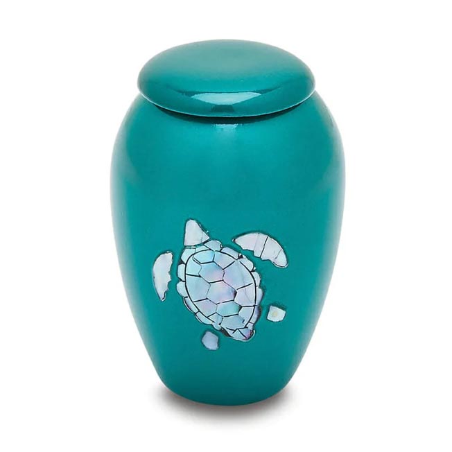 Sea Turtle Mother of Pearl Cremation Keepsake
