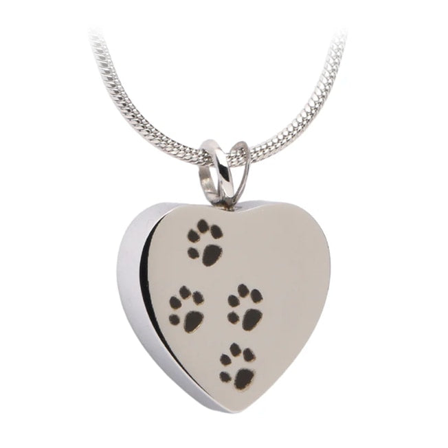 Four Paw Prints Heart Pendant