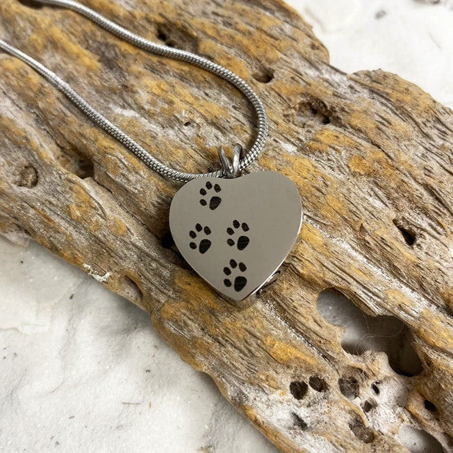 Four Paw Prints Heart Pendant
