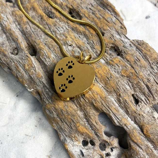 Four Paw Prints Heart Pendant
