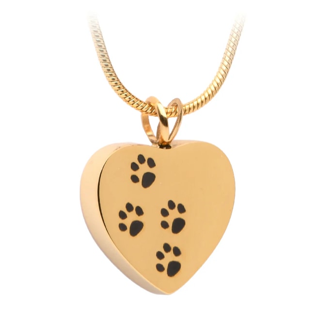 Four Paw Prints Heart Pendant