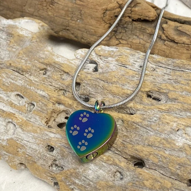 Four Paw Prints Heart Pendant