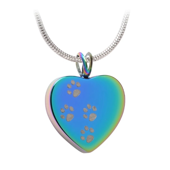 Four Paw Prints Heart Pendant