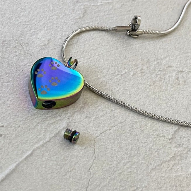 Four Paw Prints Heart Pendant