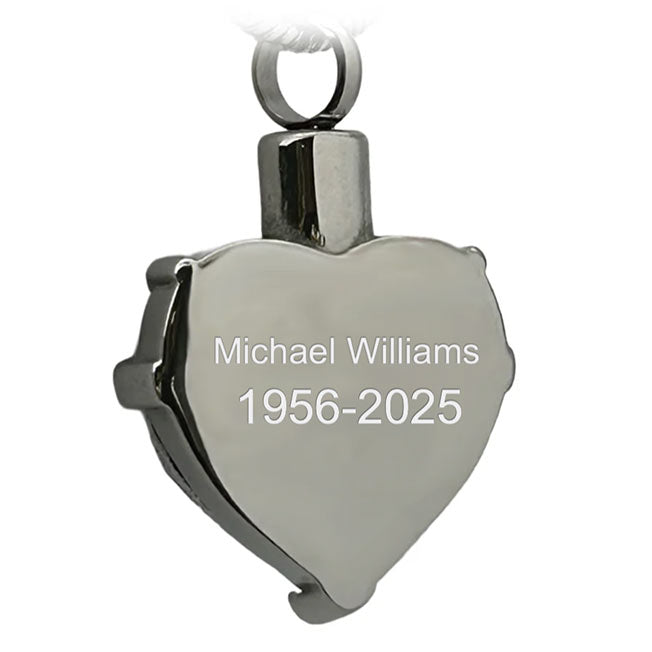 Amethyst Heart with Crystals Cremation Urn Necklace