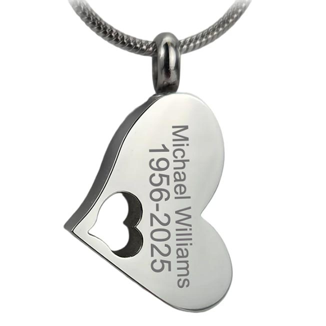 Colgante de Cremación Corazón con Corazoncito