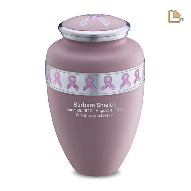 Awareness Pink Solid Brass Urn