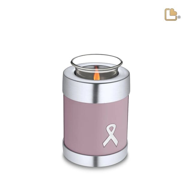 Awareness Rosa Teelicht aus massivem Messing