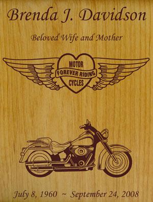 Forever Riding Heart Motorcycle Wood Urn for Her