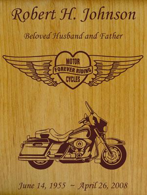 Forever Riding Heart Motorcycle Wood Urn for Him