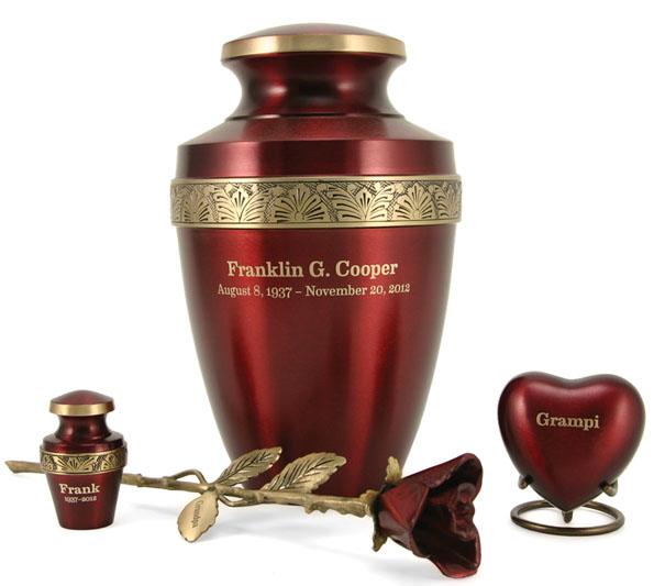 Grecian Crimson Solid Brass Urn