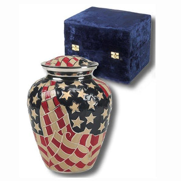 Americana Solid Brass Patriotic Cremation Urn