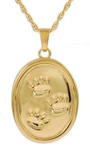 Oval Pendant With Paw Prints