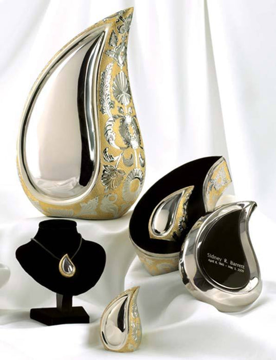 Tear Drop SilverGold Brass Cremation Urn