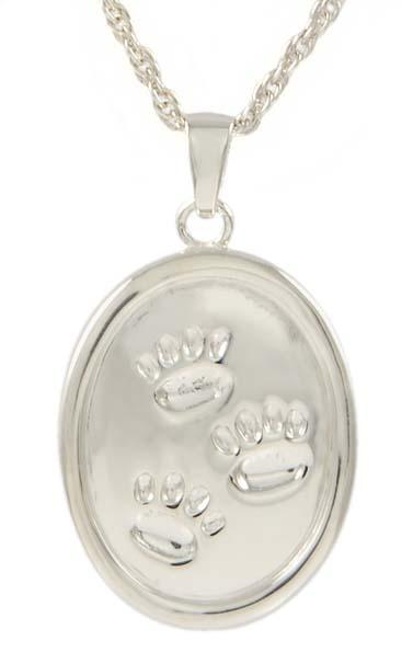 Oval Pendant With Paw Prints