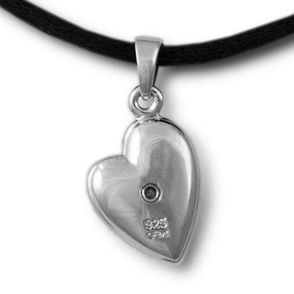 Flowered Heart Cremation Necklace Pendant - Sterling Silver