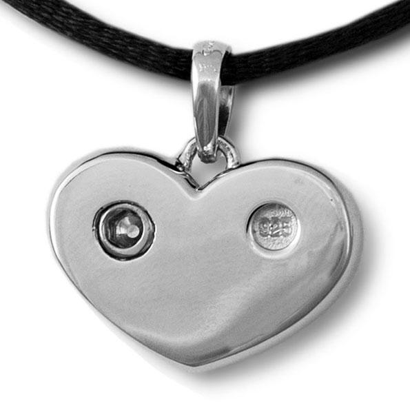 Jeweled Heart Cremation Pendant - Sterling Silver