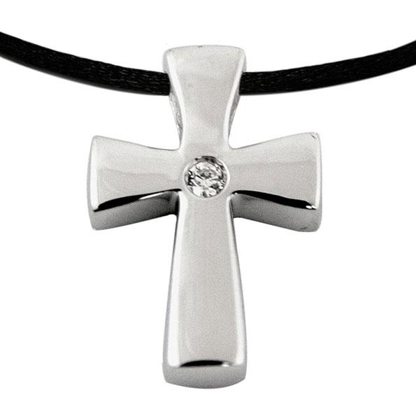 Sparkling Cross Cremation Pendant - Sterling Silver
