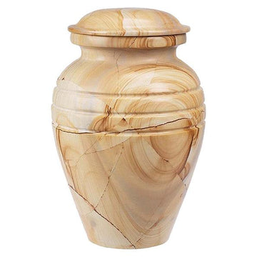 Urna de cremación de mármol de madera de teca