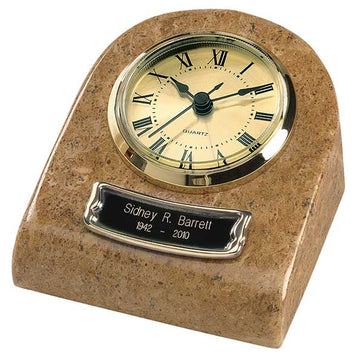 Recuerdo Mini reloj de mármol color crema con grano de tierra