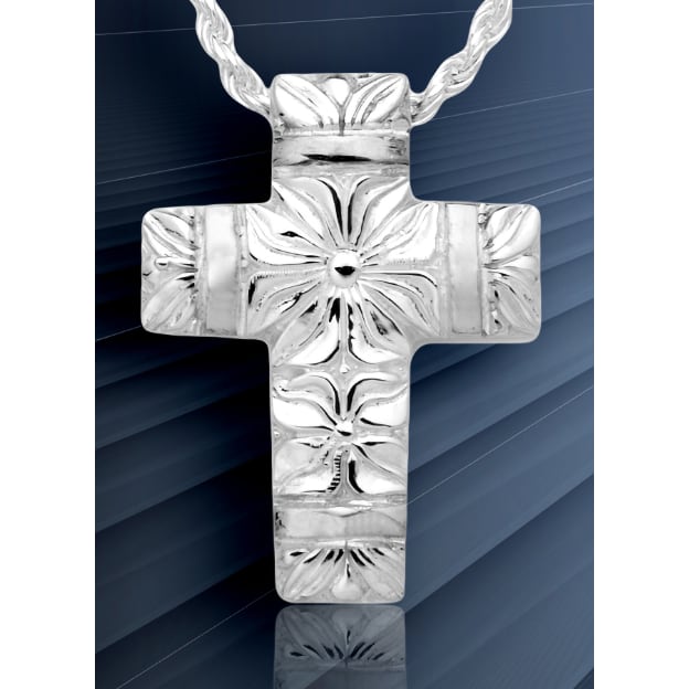 Flowers and Bands Cross Cremation Pendant