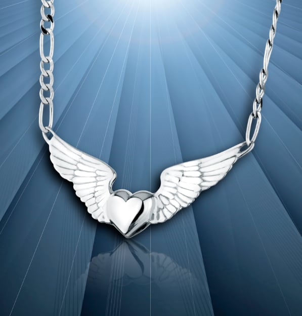 Heart with Wings Cremation Necklace