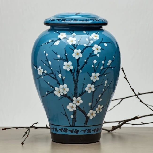 Urna de cerámica de flor de ciruelo