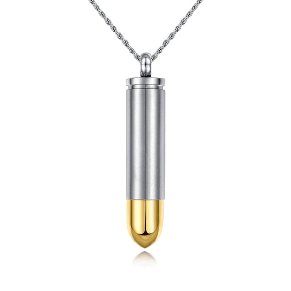 Two Tone Bullet Cremation Pendant